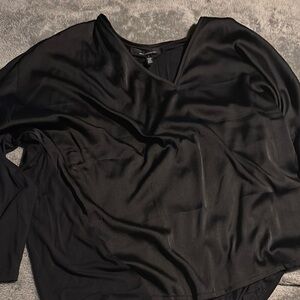 White House Black Market Black Asymmetrical Long Sleeve Blouse